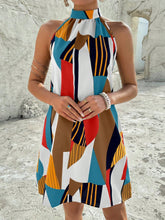 Women's Stand Collar Sleeveless Printed Simple Casual Short Dress